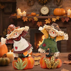Hodao Collectible Thanksgiving Pumpkin Scarecrow Figurines Harvest Scarecrow Decoration Fall Decorations for Home Handcrafted Artistry Decor Thanksgiving Gifts Tabletop Decor