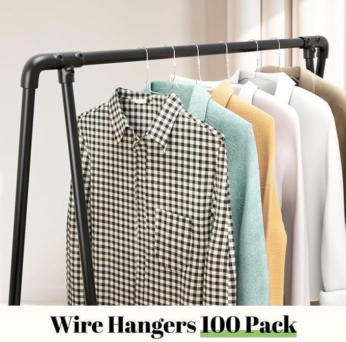 Wire Metal Clothes Hangers Bulk 50 Pack, 16 Inch 12 Gauge Standard Size, Slim Space Saving for Coat Suits Shirts Pants Skirts, Non Slip, Silver
