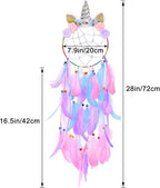 QtGirl Dream Catchers for Kids Unicorn Wall Decor for Girls Bedroom Flower Feather Wall Hanging Decoration