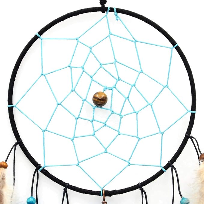 Urdeoms Blue Tree of Life Dream Catchers for Bedroom Adult Boho Big Dream Catcher for Boys Girls with Crystal Turquoise Hanging Ornament and Feathers Blessing Gifts(NO.33)