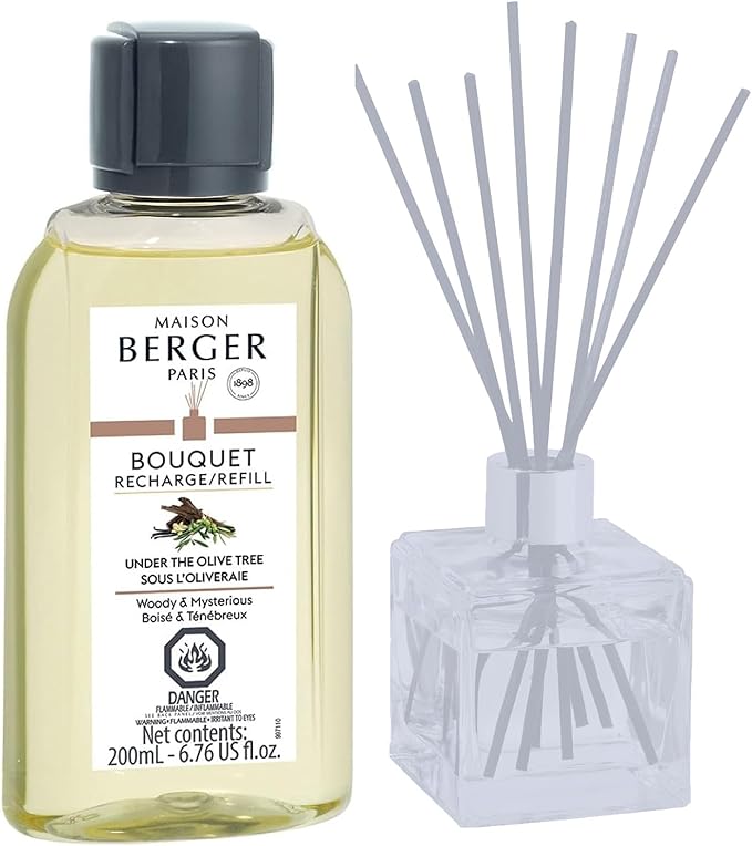 Maison Berger - Under The Olive Tree - Air Freshener - Fragrance Refill for Reed Sticks and Ceramic Diffuser - 6.76 Fluid Ounces - 200 Milliliters