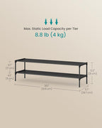 SONGMICS Shoe Rack, 2-Tier Shoe Storage Organizer, Space-Saving, 11.7 x 36.1 x 12.2 Inches, Entryway, Metal Frame, Non-Woven Fabric Shelves, Ink Black ULSH032BH01
