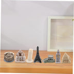 7pcs Resin Architecture Model Miniature Tower London Building Blocks for Home Decor