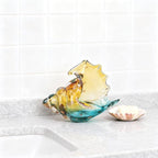 DOVDOV Hand-Blown Glass Conch Sculpture, Coastal Home Decor Conch Horn, Glass Art Seashell Ornament, Office, Living Room Tabletop Centerpiece, Bathroom Shelf top and Cabinet Decoration.