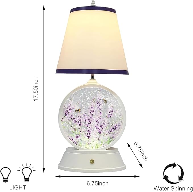 MOMENTS IN TIME Table-top LED Lamp with Glittering Snow Globe Spinning Water Globe with USB Cable, (Battery Operated Optional)