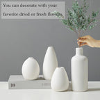 CEMABT White Ceramic Vase Set - 4 Small Unique Flower Vases for Centerpieces, Modern Home Decor