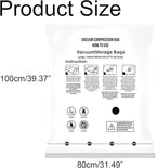 6 Jumbo Vacuum Storage Seal Bags, Space Saver Bags with Travel Hand Pump, Compression Airtight Sealer Bags for Clothes, Bedding, Pillows, Comforters, Blankets