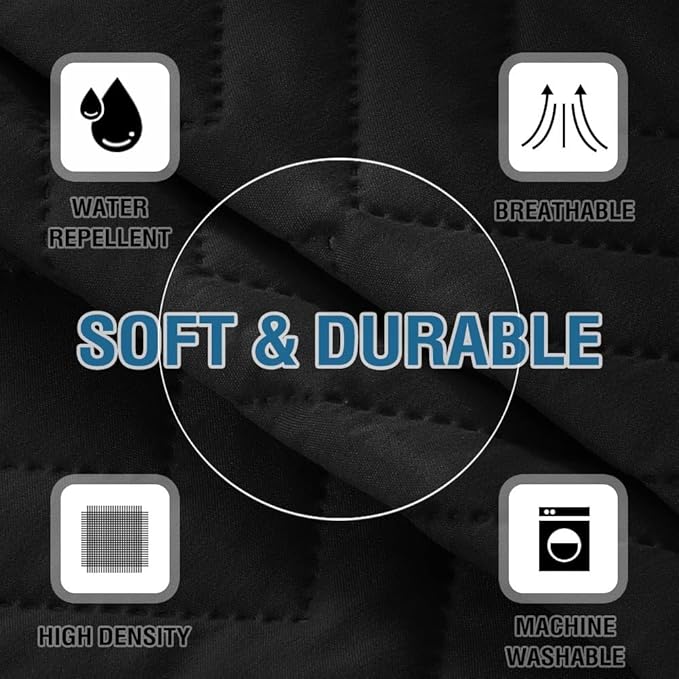 H.VERSAILTEX Armrest Covers for Sofa Water Resistant Couch Arm Covers Remote Control Holder Sofa Armrest Organizer for Magazine, Tablet, Phone, iPad(Set of 2, Black/Grey)