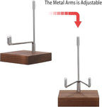 Hipiwe Crystal Display Stand Adjustable Metal Arms Display Stand Easel with Wooden Base for Displaying Geodes Rock Mineral Agate Coral Seashell and Small Collectibles,2.6"x2.6"x4.1"
