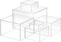 Geelin 6 Pack Acrylic Risers for Display Acrylic Cube Boxes Risers Display Stands with Hollow Bottoms Decorative Stand for Jewelry Candy Table Decor 6 Sizes(Clear,3 to 8 Inch,Square)