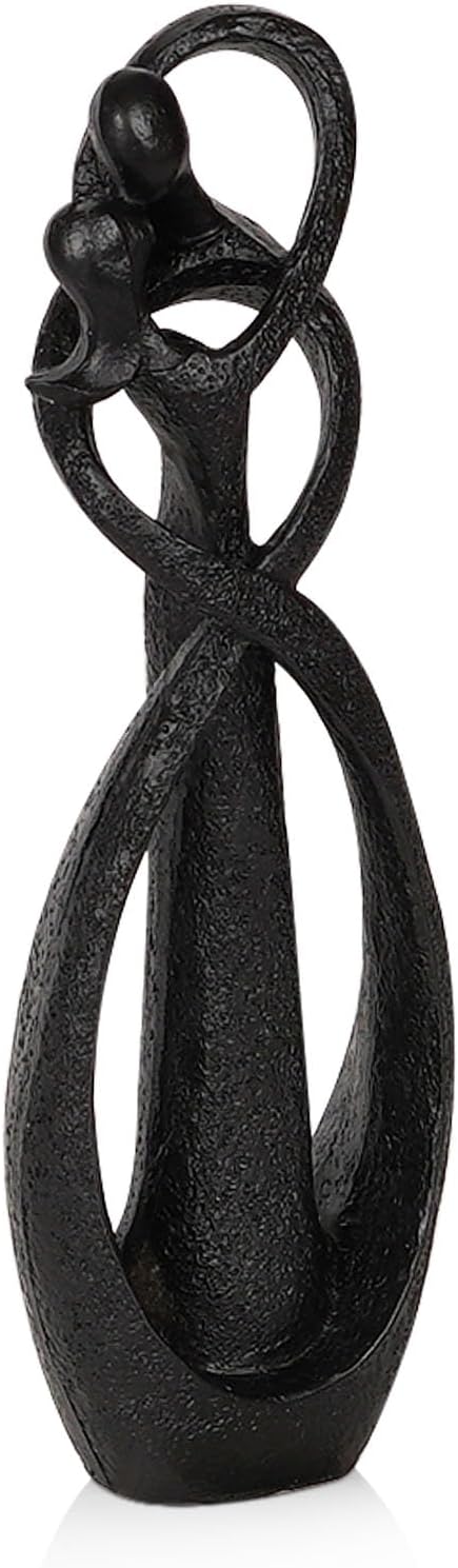 Trycooling Kissing Lovers Statue Abstract Sculpture Resin Statues for Home Decor Modern Home Office Desktop Shelf Bookshelf Decor (Black, Small)
