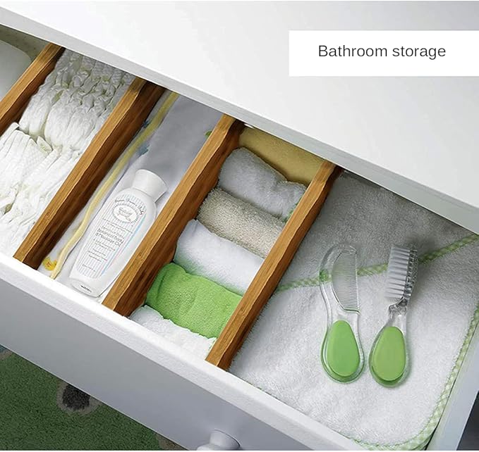 Bamboo Drawer Dividers Set of 4, Adjustable Drawer Organizers for Kitchen, Bedroom, Bathroom, Dresser & Office (13"-17")