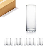 WGVI Quality Thick Weighted Clear Cylinder Glass Vases, 4"W x 10"H, Flower Arrangement Floating Candle Holders Wedding Centerpieces Terrarium Planter Floral Storage Container, Bulk Wholesale, 12 Pcs