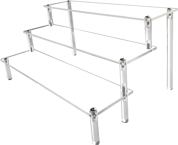 AZEAM Acrylic Riser,Clear Display Risers Stand Perfume Organizer Cologne Acrylic Shelves 3 Tiered Cupcake Shelf for Amiibo Funko POP Figures Food Desserts Holder Collection Cosmetic Vendor Product