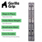 GORILLA GRIP Over the Door Shoe Organizer, 12 Large Breathable Mesh Pockets, Space Saving Hanging Storage Holder, 2 Hook Closet Rack Hanger, Hangs on Closets for Shoes, Accessories, 64H x 9.5W Grey