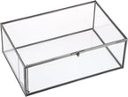 Hipiwe Vintage Glass Box with Lid - Rectangle Jewelry Display Organizer Box Black Vanity Lidded Box Home Decor Accent Decorative Box for Keepsakes Trinket Rings,X-Large