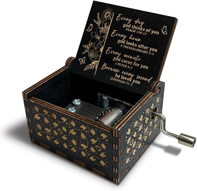 Christian Gifts for Women Men, Antique Engraved Scripture Music Boxes, Spiritual Gifts for Women, Prayer Music Box, Bible Gifts for Women, Baptism Gifts, Catholic Gifts on Birthday Christmas