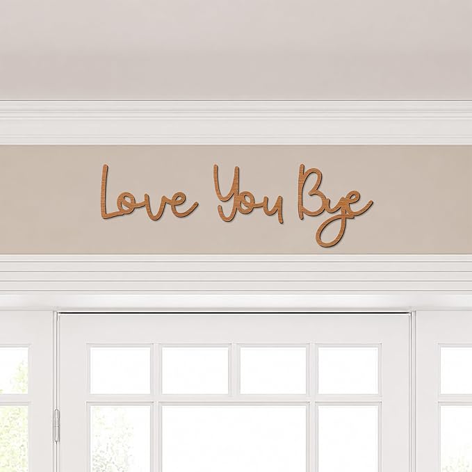 Dripykiaa Love You Bye Wood Sign Home Decor Boho Decor 21.6” Wood Grain Wall Decor Express Love and Warm for Your Family Lovers Wall Art Gift Hallway Entryway Door for Home - Brown