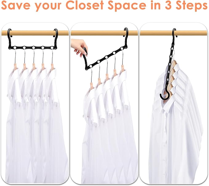 Closet Organizers and Storage, Magic Space Saving Hanger for 40 Heavy Clothes, Smart 360° Swivel Hook Cascading Hangers, Closet Organization Clothes Hangers, College Dorm Room Essentials for Girls