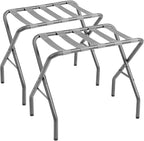 AMHANCIBLE Luggage Rack, Foldable Suitcase Stands Set of 2, Metal Luggage Holder for Guest Room, Bedroom, Hotel, Holds up to 110 lb, Easy Assemble, Grey,HLR01GY