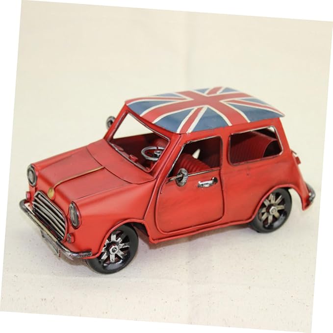 Holibanna Vintage Model Decorative Ornament Retro Wrought Desk Sculpture for Home Office Handmade Red Vehicle for Collectors Stylish Table Decor