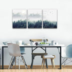 3 Piece Canvas Wall Art for Living Room - Misty Forests of Evergreen Coniferous Trees in an Ethereal Landscape - Modern Home Decor Stretched and Framed Ready to Hang - 16"x24"x3 Panels wall decor