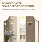 ANDY STAR Gold Vanity Mirror, 24x32 Inch Scalloped Mirror for Bathroom, Brushed Gold Mirror in Anti-Rust Stainless Steel Metal 1" Frame, Antique Scalloped Edge Design, Ideal for Home Remodel