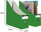 Limitliho 12 Pack Green Cardboard Magazine Holder , Sturdy Book Bins for Classroom, Vertical File Folder Organizer, 10.6'' 10.2'' 3.5'' Inch Magazine Rack