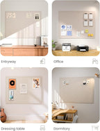 Fluxynara Large Bulletin Board, 47.2" x 35.4" Cork Board Alternative with 24 Safe Removable Adhesive Tabs, Foldable Felt Pin Board for Home Office, Classroom, Bedroom,Entryway for Walls—Oatmeal