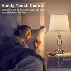 EJIAXIN Lamps for Bedrooms Set of 2, Brushed Nickel Bedside Lamps with USB C+A Ports,Dimmable Nightstand Lamps with Fabric Lampshade, Touch Table Lamp for Living Room Bedroom Office, Bulbs Included