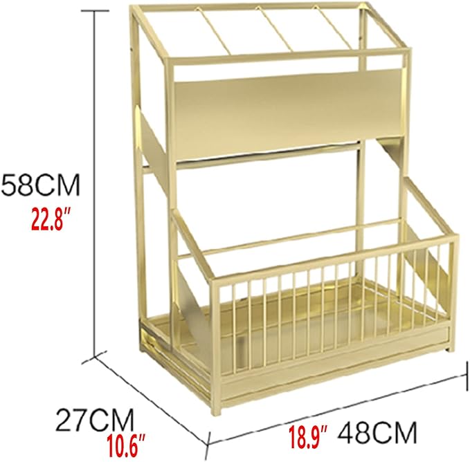 Commercial Metal Umbrella Stand Umbrella Holder, Corridor Entrance Umbrella Basket for Hotel School Cafe-with Drip Tray, Storage 30 Umbrellas (Color : Gold)