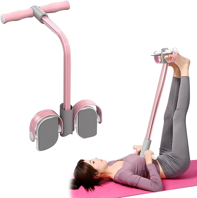 Abdominal Trainer, Sit-Up Training Equipment, 6 Tubes Fitness Elastic Pull Rope, Tension Rope Pull Up Pilate Foot Pedal Resistance Band Workout Tool Ab Shaper