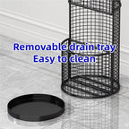 Umbrella Stand, Metal Umbrella Storage Rack, Umbrella Bucket with Drain Tray, Hollow Drain Rack for Entrance, Balcony, Shopping Mall(Black)