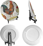 Rooster Decorative Plates, 10 Inch, Crown Chicken In Flowers Round Display Plate, Hanging Decorative Plate with Display Stand, for Home Kitchen Bedroom Decorative Ornaments