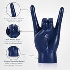 QIANLING 7.7" Blue Resin Rock On Hand Gesture Statue - Rock Culture Music Lovers' Decorative Tabletop Sculpture for Bookshelf, Desk & Mantel Decor in Home or Office, Modern Symbolic Figurine