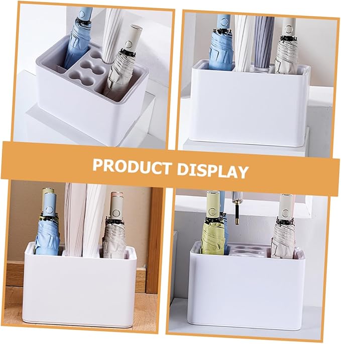 Indoor Umbrella Stand with Removable Drip Tray Compact Storage Rack for Entryway for Home Office and Hotel Use Holds and Folding Umbrellas Pearl White