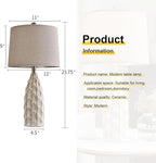 USumkky Ceramic Table Lamps Set of 2, 23.75" Modern Farmhouse Bedside Lamp - Cream Nightstand Lamps for Bedroom, Boho Living Room End Tables, Small Office Desk Lamp Decor
