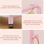 Kids Clothing Rack with Storage Shelf, Kids Dress Up Storage for Coats, Small Baby Garment Rack for Hanging Clothes, Toddler Wardrobe Closet Organizer (Classic, Pink)