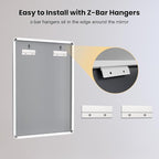 LOAAO 28x36 Inch White Metal Framed Bathroom Mirror for Wall, White Bathroom Vanity Mirror Farmhouse, Large Rounded Rectangle Mirror, Anti-Rust, Hangs Horizontally or Vertically