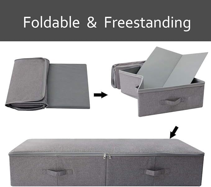 iwill CREATE PRO Under Bed Storage Bin, 100cm Large Foldable Container with Lid | 39.4"x16.9"x7" Dust-Proof Washable Organizer for Shoes, Clothing, Bedding | Durable Plastic Board, Dark Gray