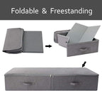 iwill CREATE PRO Under Bed Storage Bin, 100cm Large Foldable Container with Lid | 39.4"x16.9"x7" Dust-Proof Washable Organizer for Shoes, Clothing, Bedding | Durable Plastic Board, Dark Gray