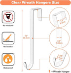 12" Clear Wreath-Hanger Non Scratch Hooks, 1 Pack Wreath-Hanger, Over The Door Hooks Deceneration, Slim Hangers Organizer