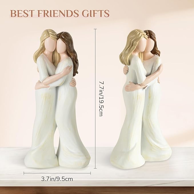Storieme Sister Birthday Gifts for Women: Heartfelt Hugging Figurine Statue - Unique Sentimental Keepsake Present for Sisters Best Friend - Premium Resin Art Decor (7.7")