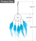uxcell 2pcs Dream Catchers, Small Handmade Feather Dreamcatcher Supplies Car Charm with Crystal Beads Wall Hanging Decor for Home Car Decoration Ornament Women Friend Gift, Blue