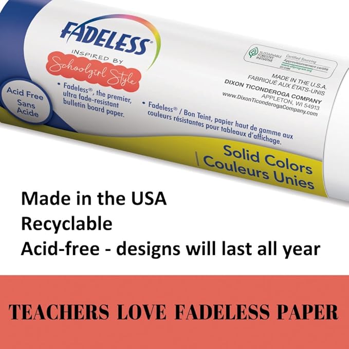Fadeless Bulletin Board Paper, Fade-Resistant Paper for Classroom Decor, 48” x 12’, Watercolor, 1 Roll
