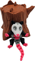 Articulating Animals Raccoon, Fox, Panda, Skunk, Possum with Containers - 3D Printed Articulated Joints ADHD, Autism, Relief Anxiety, Collectible Figurines (Possum Tree Stump)