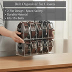 Belt Organizer 2pack,Acrylic Belt Organizer for Closet with Removable Dividers - 5 Compartments & Handles Drawer organization and storage for Purse,underwear, Socks, and Ties (2)