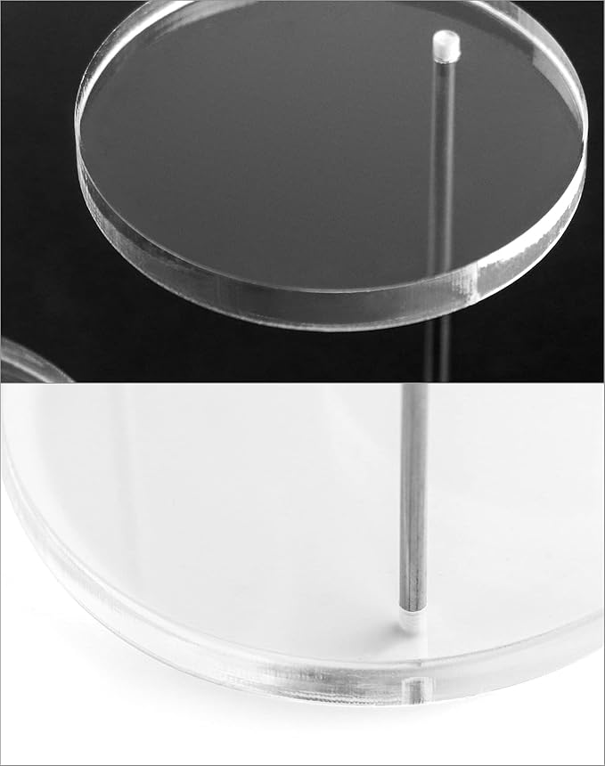 QWORK Round Acrylic Products Display Riser Stands, 3 Tier Jewelry Display Stands for Rings Earrings,Mini Figurines, Clear, 2 Pack