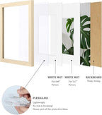 Egofine 8x12 Picture Frames Set of 4, Made of Solid Wood Covered by Plexiglass 5x7 and 6x8 with Mat or 8x12 without Mat, for Table Top Display and Wall Mounting Photo Frame Oak Wood