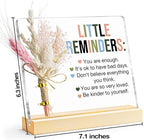 Inspirational Motivational Gifts Little Reminders You are Enough Clear Desk Decorative Sign, Bouquet Acrylic Sign With Wooden Stand for Office Desk Table Shelf